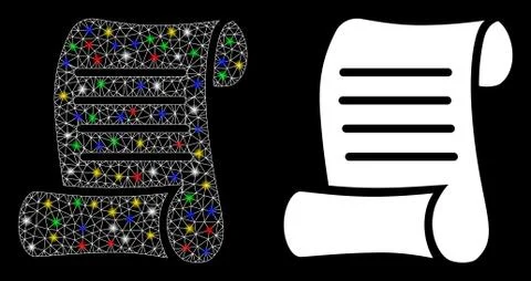 Flare Mesh 2D Script Roll Icon with Flare Spots 스톡 일러스트