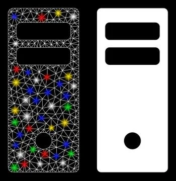 Flare Mesh 2D Server Mainframe Icon with Flare Spots Stockillustratie