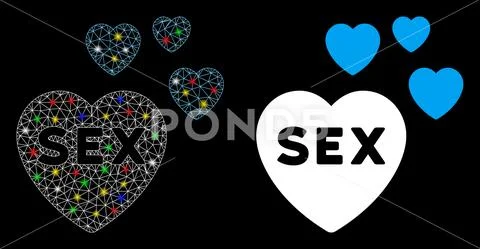 Flare Mesh 2D Sex Heart with Flare Spots: Royalty Free #114579146
