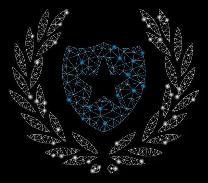 Flare Mesh 2D Shield Laurel Wreath with Flare Spots Stock Illustration