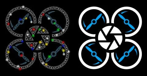 Flare Mesh 2D Shutter Drone Icon with Flare Spots Stock Illustration