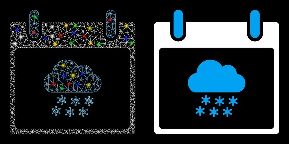 Flare Mesh 2D Snow Cloud Calendar Day Icon with Flare Spots イラスト素材