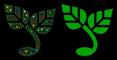 Flare Mesh 2D Sprout Icon with Flash Spots Stock Illustration