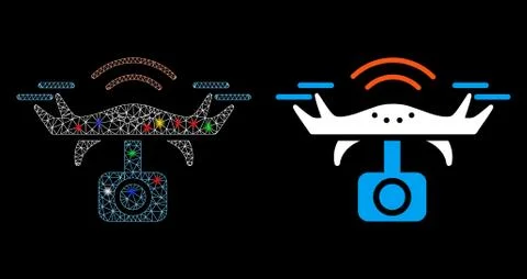 Flare Mesh 2D Spy Drone Icon with Flare Spots Stock Illustration