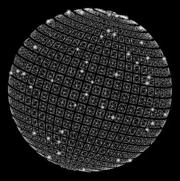 Flare Mesh 2D Square Dotted Abstract Sphere with Flare Spots Illustrazione stock