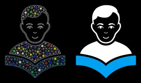 Flare Mesh 2D Student Icon with Flash Spots Illustrazione stock