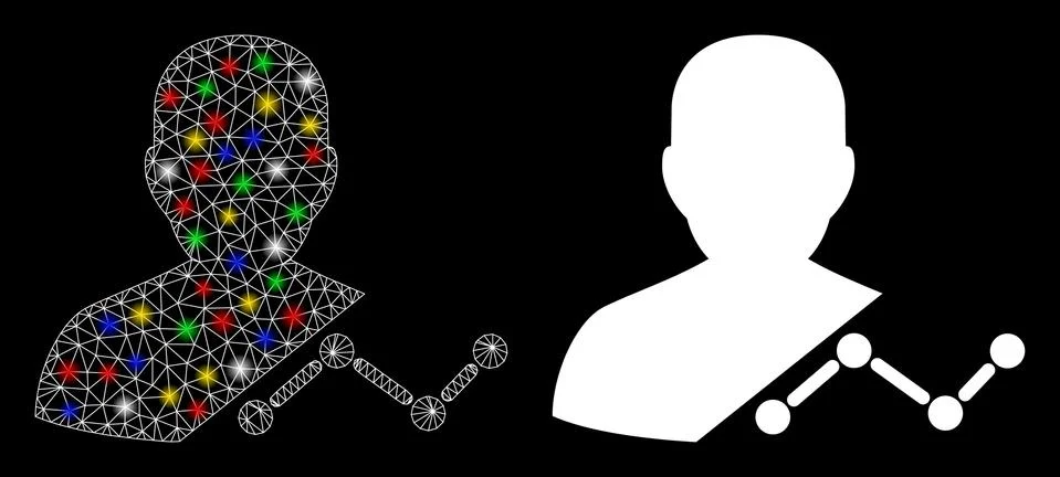 Flare Mesh 2D User Analytics Icon with Flare Spots Illustrazione stock