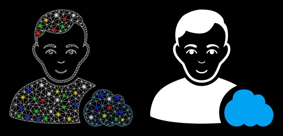 Flare Mesh 2D User Cloud Icon with Flare Spots 스톡 일러스트