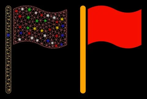 Flare Mesh 2D Waving Flag Icon with Flare Spots 스톡 일러스트
