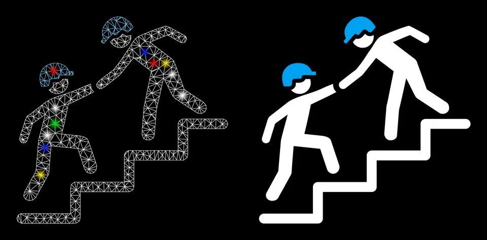 Flare Mesh 2D Workers Help Icon with Flare Spots Illustrazione stock