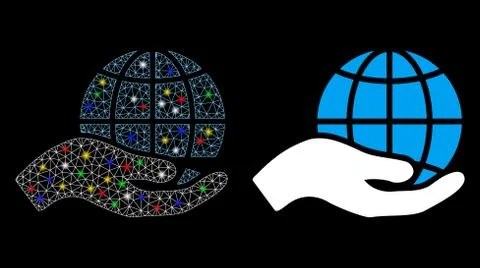 Flare Mesh 2D World Class Offer Hand Icon with Flare Spots イラスト素材