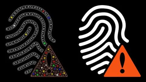 Flare Mesh 2D Wrong Fingerprint Icon with Light Spots Stock Illustration