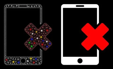 Flare Mesh 2D Wrong Smartphone Icon with Flash Spots Stock Illustration