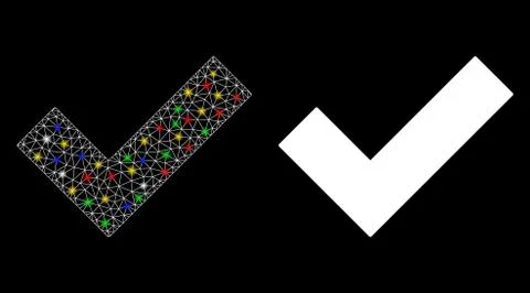 Flare Mesh 2D Yes Tick Icon with Flare Spots 스톡 일러스트