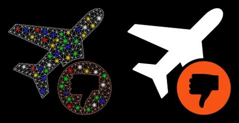 Flare Mesh Carcass Airplane Fail Icon with Flare Spots Stock Illustration