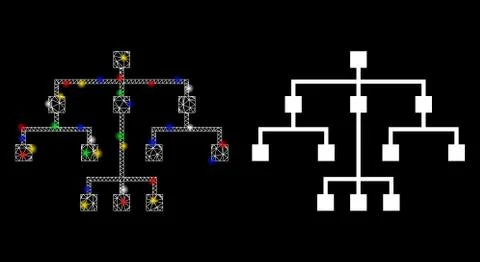 Flare Mesh Carcass Algorithmic Tree Icon with Flare Spots Illustrazione stock