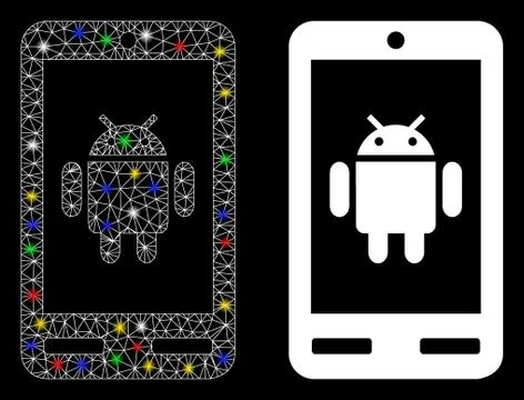 Flare Mesh Carcass Android Phone Icon with Flare Spots Stock Illustration