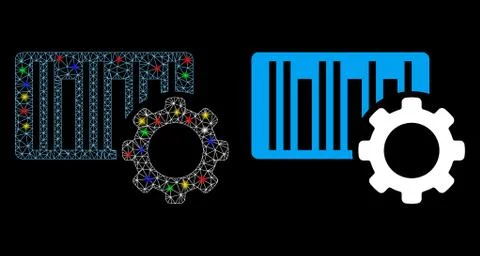 Flare Mesh Carcass Bar Code Settings Icon with Flare Spots Stockillustratie