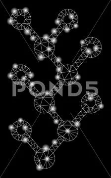 Flare Mesh Carcass Binary Tree with Flare Spots Illustrazione stock