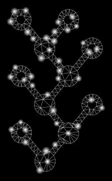 Flare Mesh Carcass Binary Tree with Flare Spots Illustrazione stock