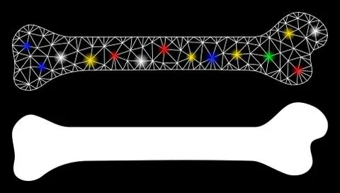 Flare Mesh Carcass Bone Icon with Flare Spots 스톡 일러스트