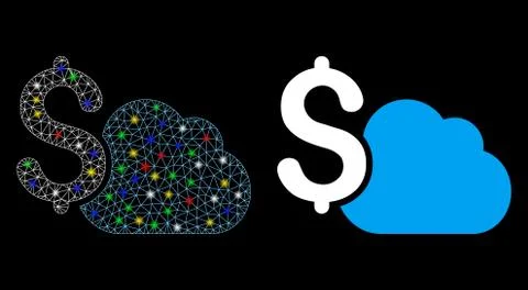 Flare Mesh Carcass Cloud Banking Icon with Flare Spots イラスト素材