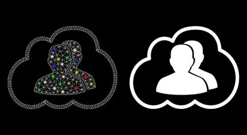 Flare Mesh Carcass Cloud Community Icon with Flare Spots 스톡 일러스트