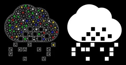 Flare Mesh Carcass Cloud Dissipation Icon with Flare Spots Illustrazione stock