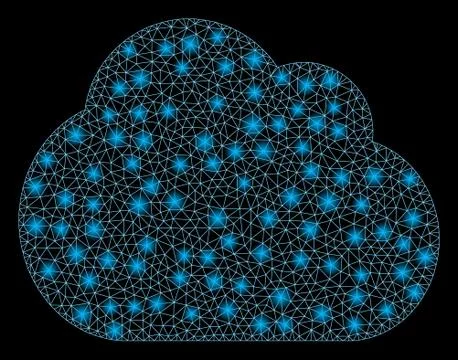 Flare Mesh Carcass Cloud with Flare Spots Stock Illustration