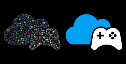 Flare Mesh Carcass Cloud Game Controller Icon with Flare Spots イラスト素材