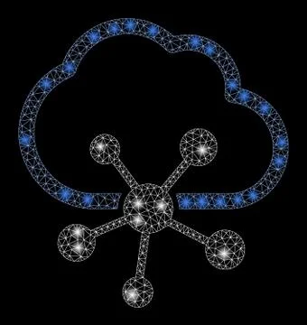 Flare Mesh Carcass Cloud Network with Flare Spots イラスト素材