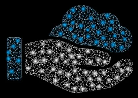 Flare Mesh Carcass Cloud Service Hand with Flare Spots 스톡 일러스트