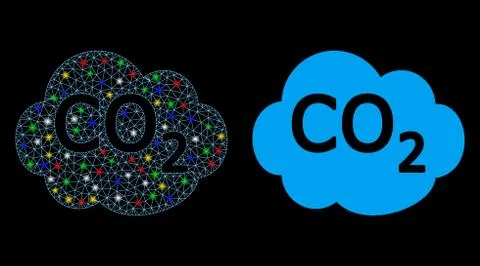 Flare Mesh Carcass Co2 Cloud Icon with Flare Spots Stock Illustration