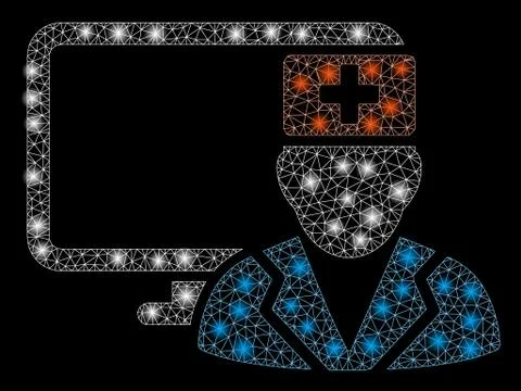 Flare Mesh Carcass Computer Doctor with Flare Spots Stock Illustration