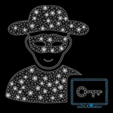 Flare Mesh Carcass Computer Hacker with Flare Spots イラスト素材