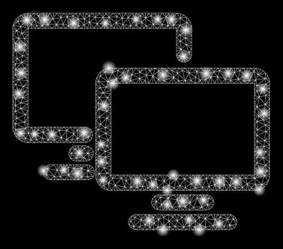 Flare Mesh Carcass Computer Workgroup with Flare Spots Stock Illustration