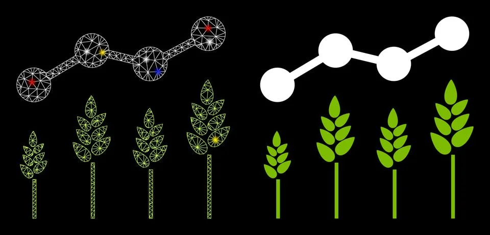 Flare Mesh Carcass Crop Analytics Icon with Flare Spots Stock Illustration
