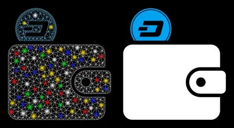 Flare Mesh Carcass Dash Billfold Icon with Flare Spots Stock Illustration