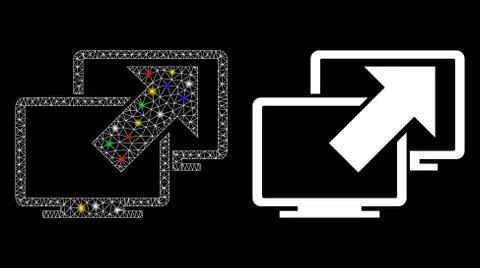Flare Mesh Carcass Data Transfer Icon with Flare Spots Stock Illustration