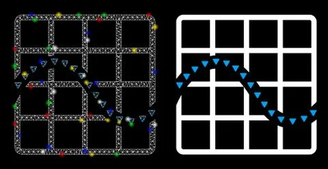 Flare Mesh Carcass Dotted Function Chart Icon with Flare Spots Stock Illustration
