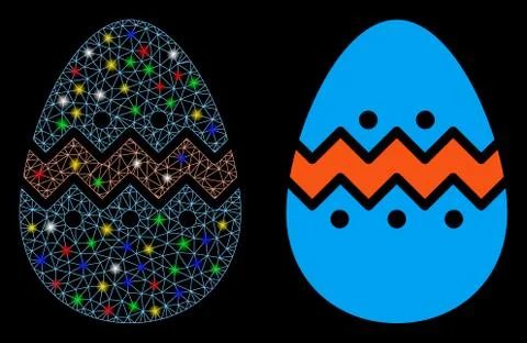 Flare Mesh Carcass Easter Egg Icon with Flare Spots Illustrazione stock
