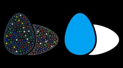 Flare Mesh Carcass Eggs Icon with Flare Spots Illustrazione stock