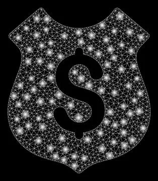 Flare Mesh Carcass Financial Shield with Flare Spots Stock Illustration