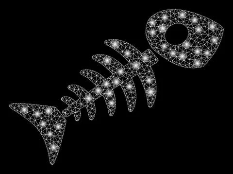 Flare Mesh Carcass Fish Skeleton with Flare Spots イラスト素材