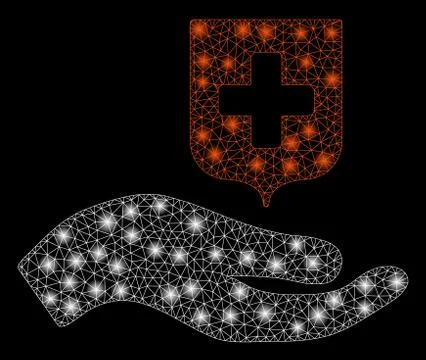 Flare Mesh Carcass Hand Offer Medical Shield with Flare Spots Stock Illustration