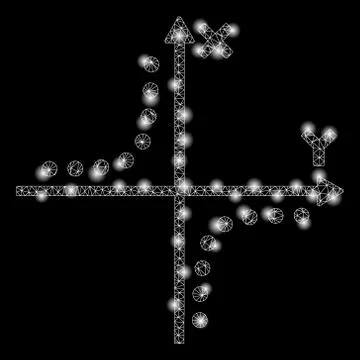 Flare Mesh Carcass Hyperbola Plot with Flare Spots Ilustración de archivo