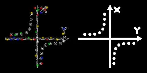 Flare Mesh Carcass Hyperbola Plot Icon with Flare Spots Ilustración de archivo