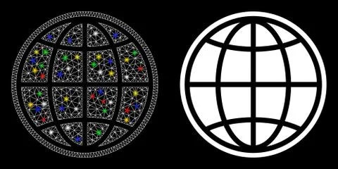Flare Mesh Carcass Internet Icon with Flare Spots 스톡 일러스트