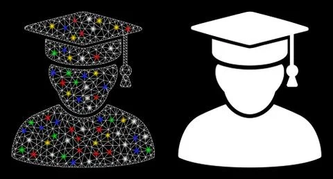 Flare Mesh Carcass Knowledge Man Icon with Flare Spots Stock Illustration