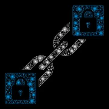 Flare Mesh Carcass Lock Blockchain with Flare Spots Stockillustratie